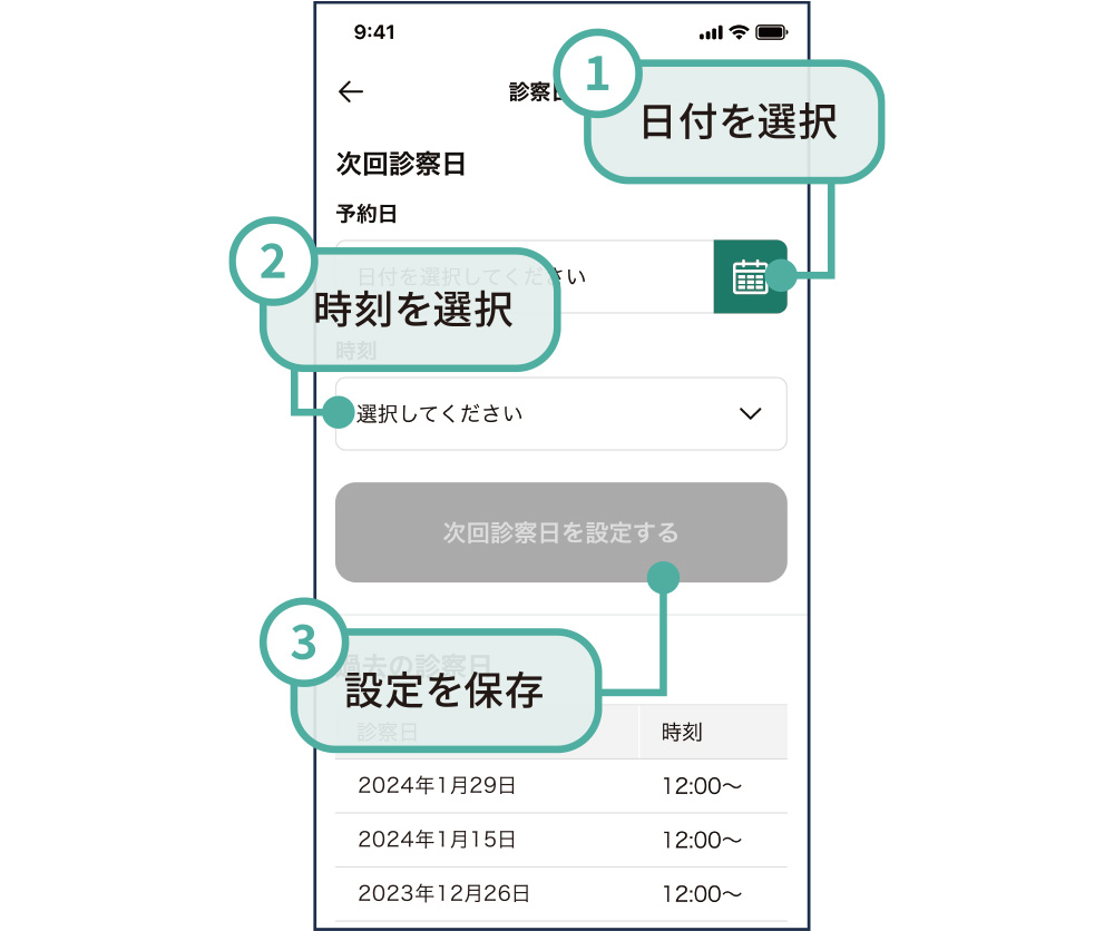 次回診察日を設定する